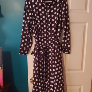 Black and White Polka Dot Button Down Maxi Dress